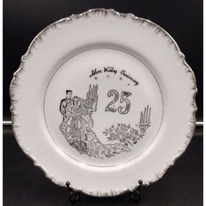 Vintage Artmark 25th Silver Anniversary 10.5 Inch Plate Made in Japan